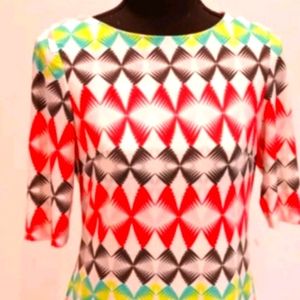🐰 💐 spring time dress geometric pink white black and green print